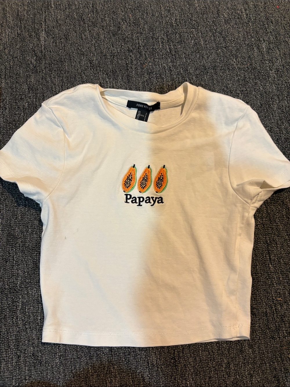 Forever 21 Kids Cream Papaya Graphic Crop Tee